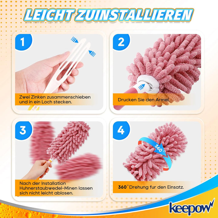 KEEPOW 8 Stück Wiederverwendbare für Swiffer Staubmagnet Nachfüllpack, Staubwedel Waschbar für Swiff