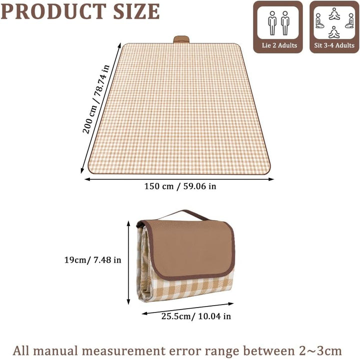 Picknickdecke, 150 x 200cm, Faltbare Campingdecke mit wasserdichter Unterseite，Sandfeste Strandmatte
