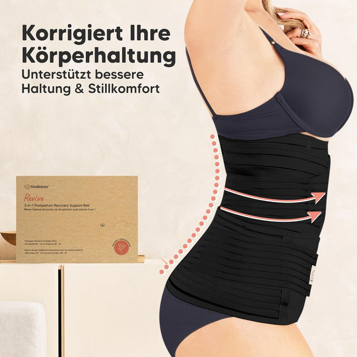 3 in 1 Postpartum Gürtel für Damen - Bauchgurt nach Geburt Kaiserschnitt - Rückbildungsgürtel nach G