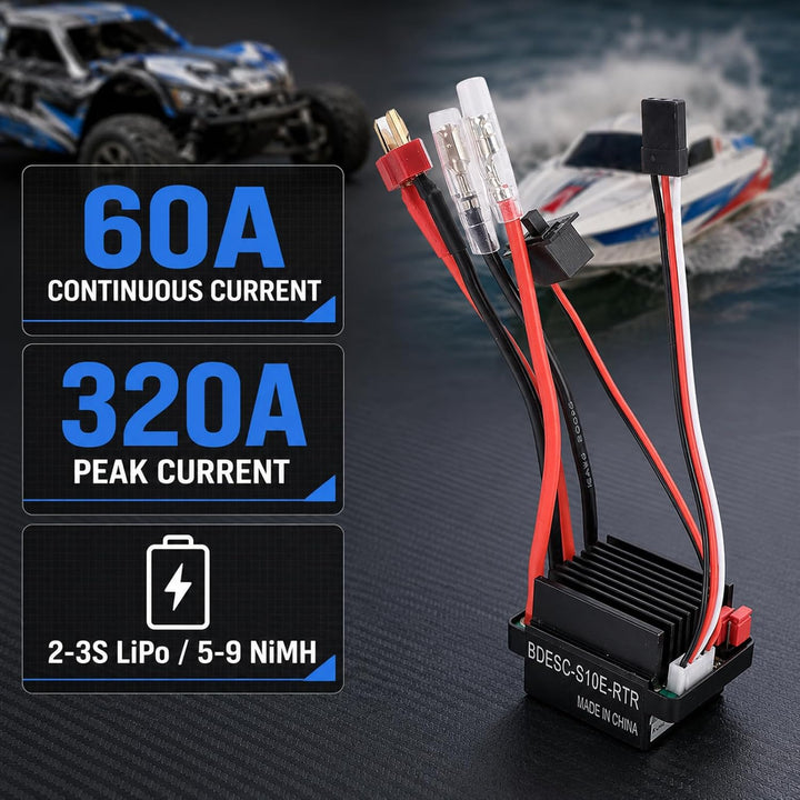 60A ESC Speed Controller gebürstet doppelte Weise T Stecker ESC ESC -Speed -Controller RC -Autob
