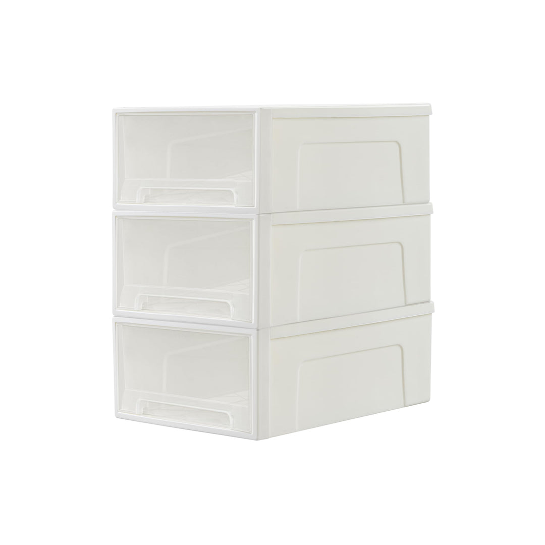 Cetomo 30L*3 Schubladenbox, Kunststoff Aufbewahrungsbox mit Schubladen, Stapelbar Schubladenschrank