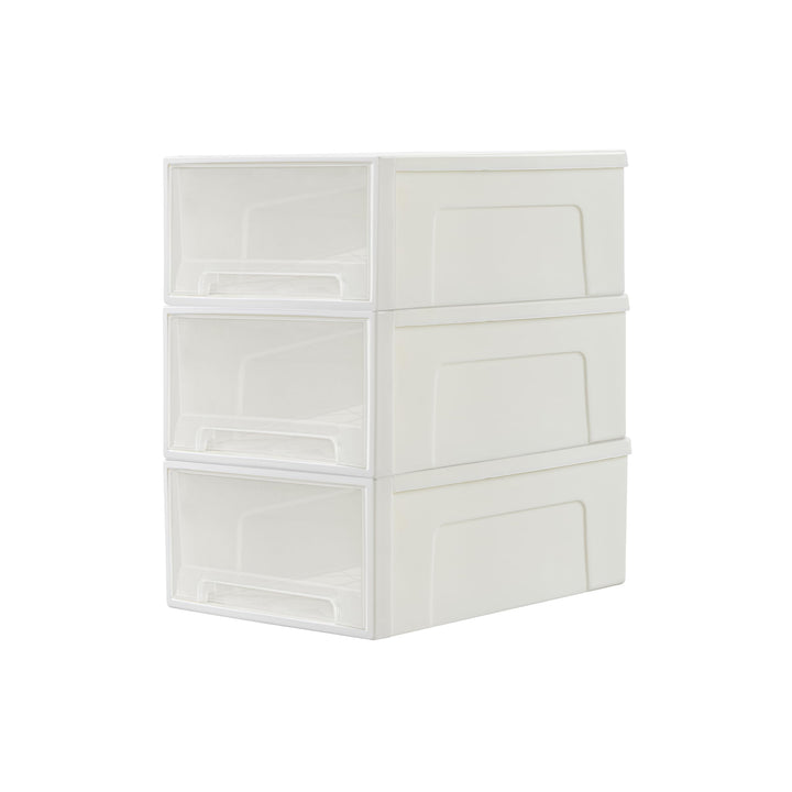 Cetomo 30L*3 Schubladenbox, Kunststoff Aufbewahrungsbox mit Schubladen, Stapelbar Schubladenschrank