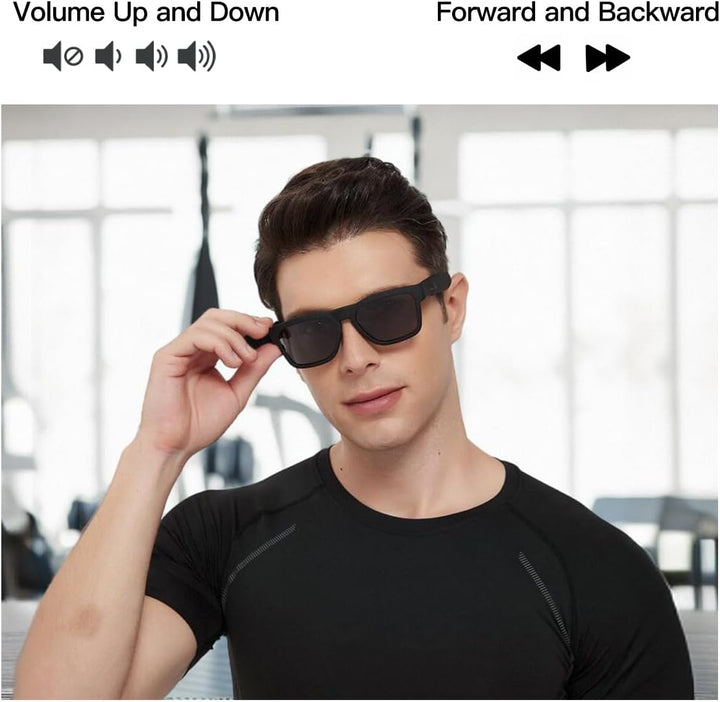 OhO Bluetooth Sunglasses,Voice Control and Open Ear Style Smart Glasses Listen Music and Calls with