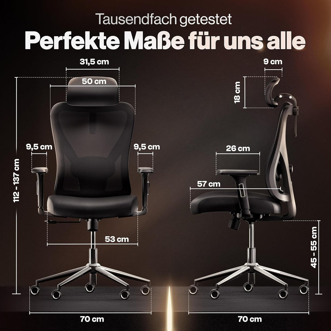 LUTIVO Alpha Bürostuhl ergonomisch [ORIGINAL] Schreibtischstuhl ergonomisch mit 11 Komfort-Einstellu
