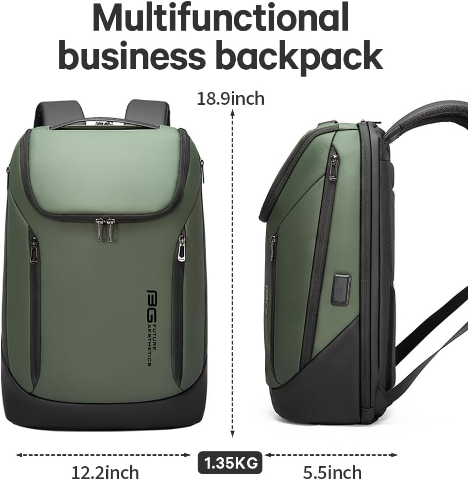 BANGE Business-Smart-Rucksack, wasserdicht, 39,6 cm (15,6 Zoll), Laptop-Rucksack mit USB-Ladeanschlu