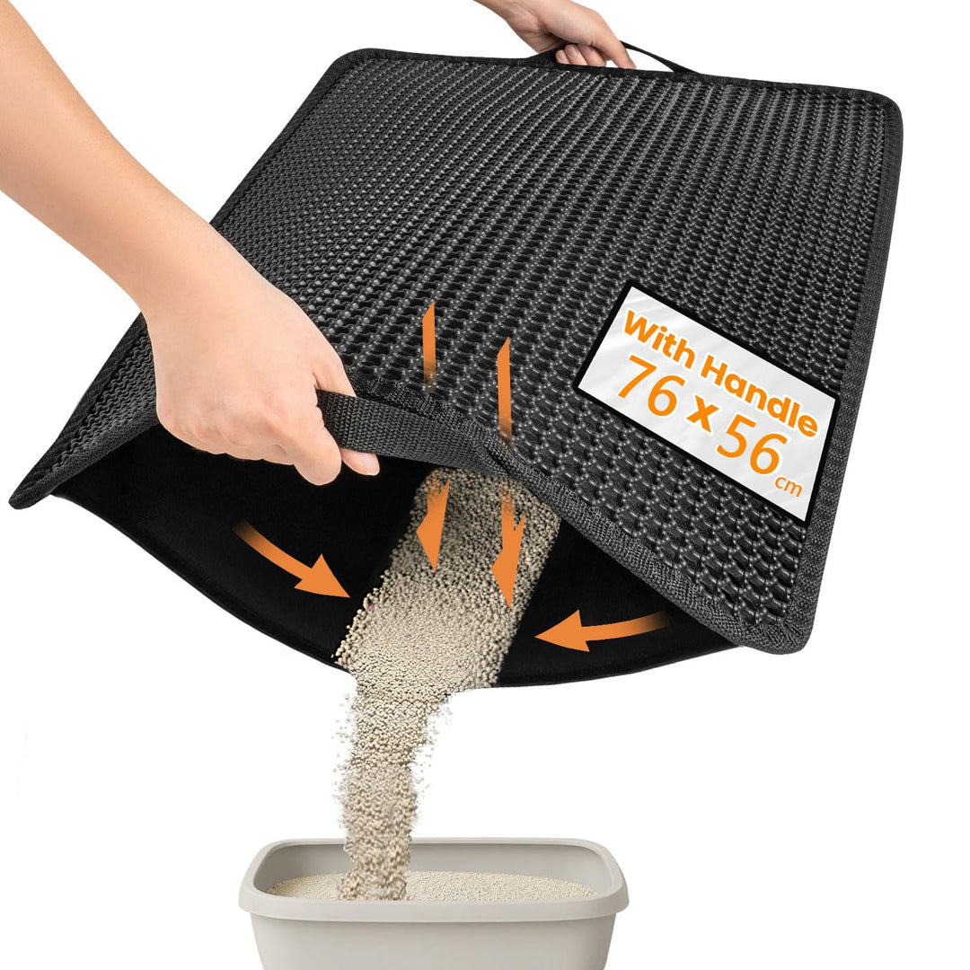 Conlun Katzenstreu Matte, 76x56 cm Upgrade mit super-wasserfester Rückschicht, Katzenklo-Matte, ruts