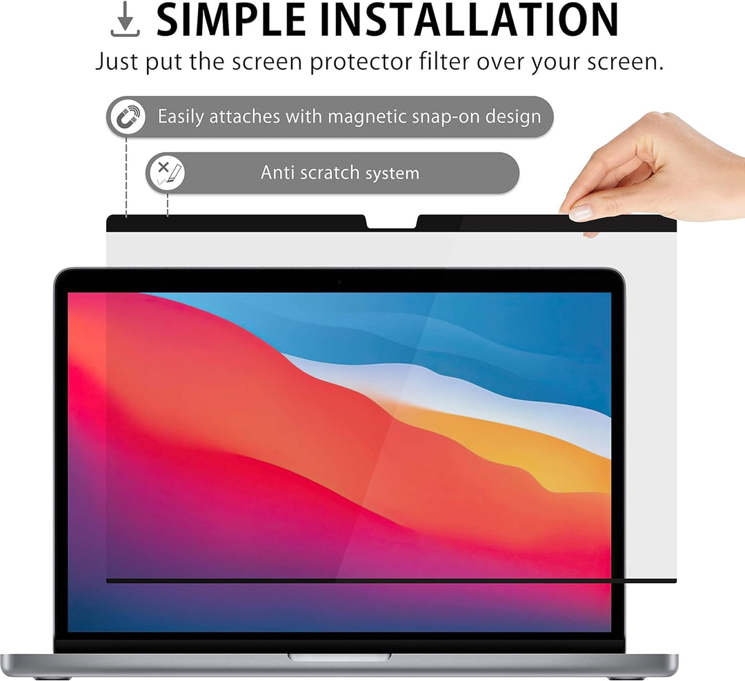 MyGadget Magnetische Sichtschutzfolie kompatibel mit MacBook Pro 13 Inch (2016-2022,M1,M2) | MacBook