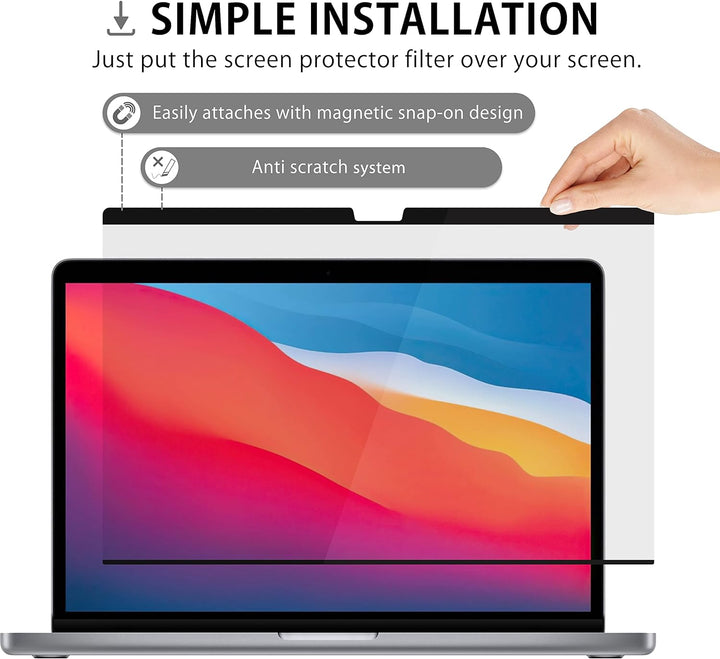 MyGadget Magnetische Sichtschutzfolie kompatibel mit MacBook Pro 13 Inch (2016-2022,M1,M2) | MacBook