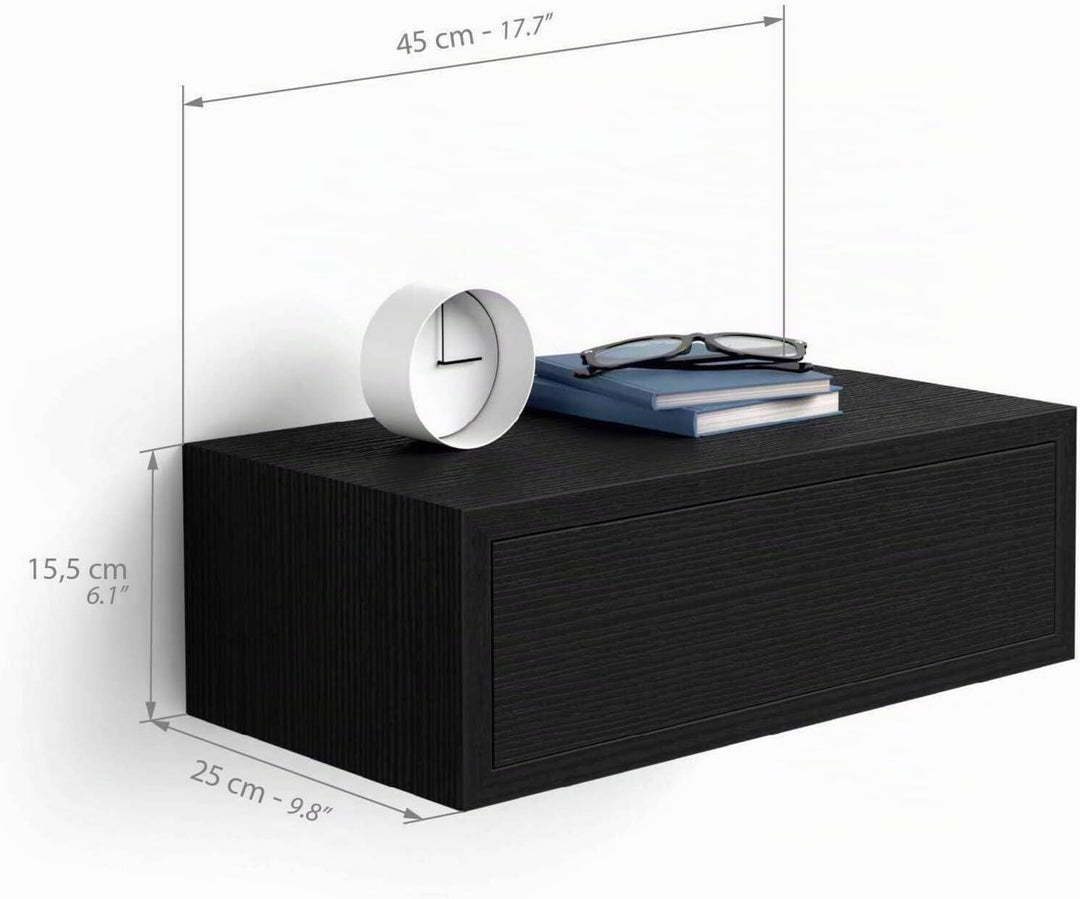 MOBILI FIVER, Riccardo Nachttisch, Esche, Schwarz, Made In Italy Esche Schwarz, Esche Schwarz