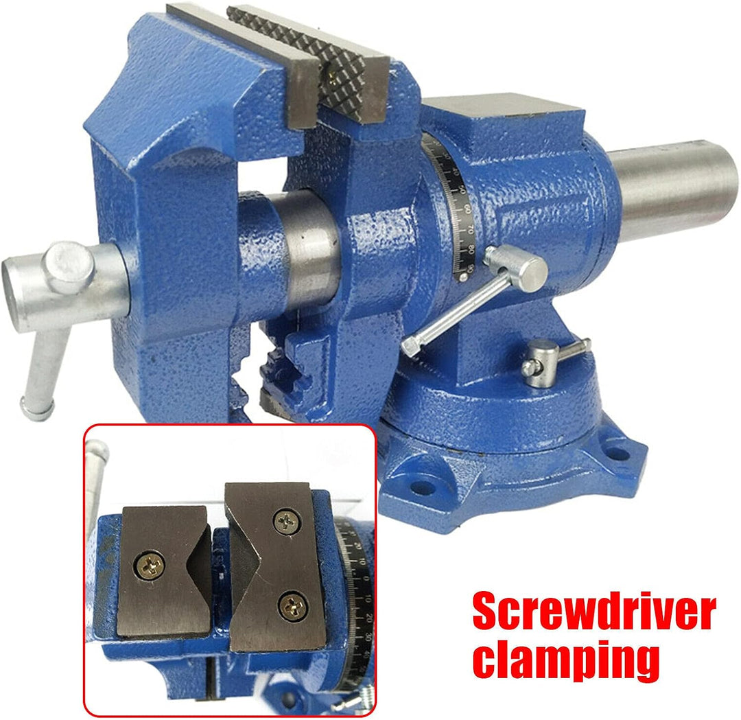 5" Schraubstock Parallel Werkbank Drehbar Teller 360° mit Amboss Tischschraubstock 125 mm Blau für F