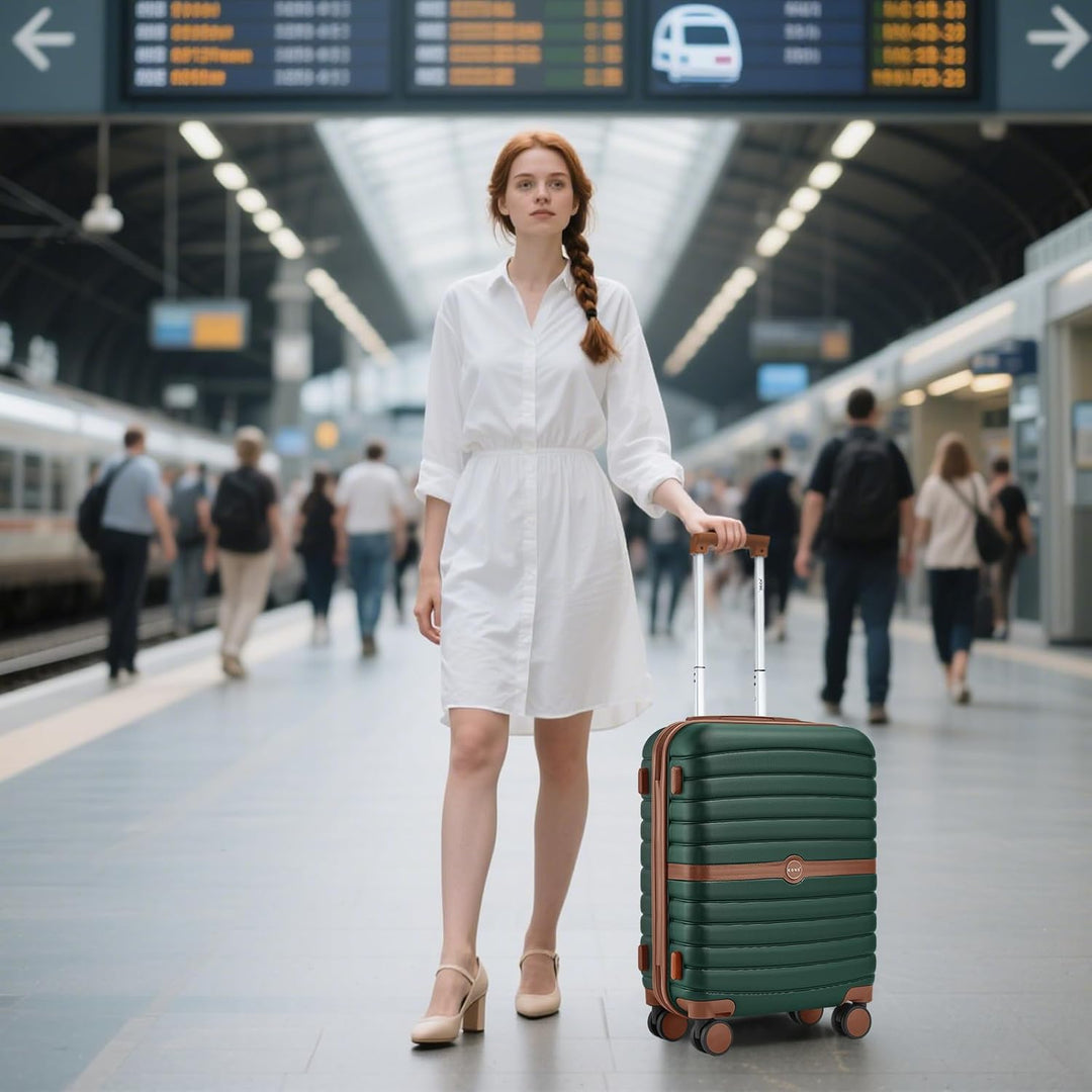 KONO Koffer Reisekoffer Trolley Kofferset 3 Teilig von ABS+PC Hartschalenkoffer mit Zwillingsrollen