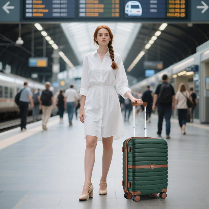 KONO Koffer Reisekoffer Trolley Koffer mittelgross von ABS+PC Hartschalenkoffer mit Zwillingsrollen