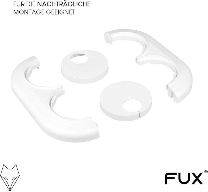 FUX 3 STÜCK Doppel Heizungsrohr Rosette, Rohrabstand variabel, Loch-Ø: 15mm - 28mm, Rohrabdeckung, V