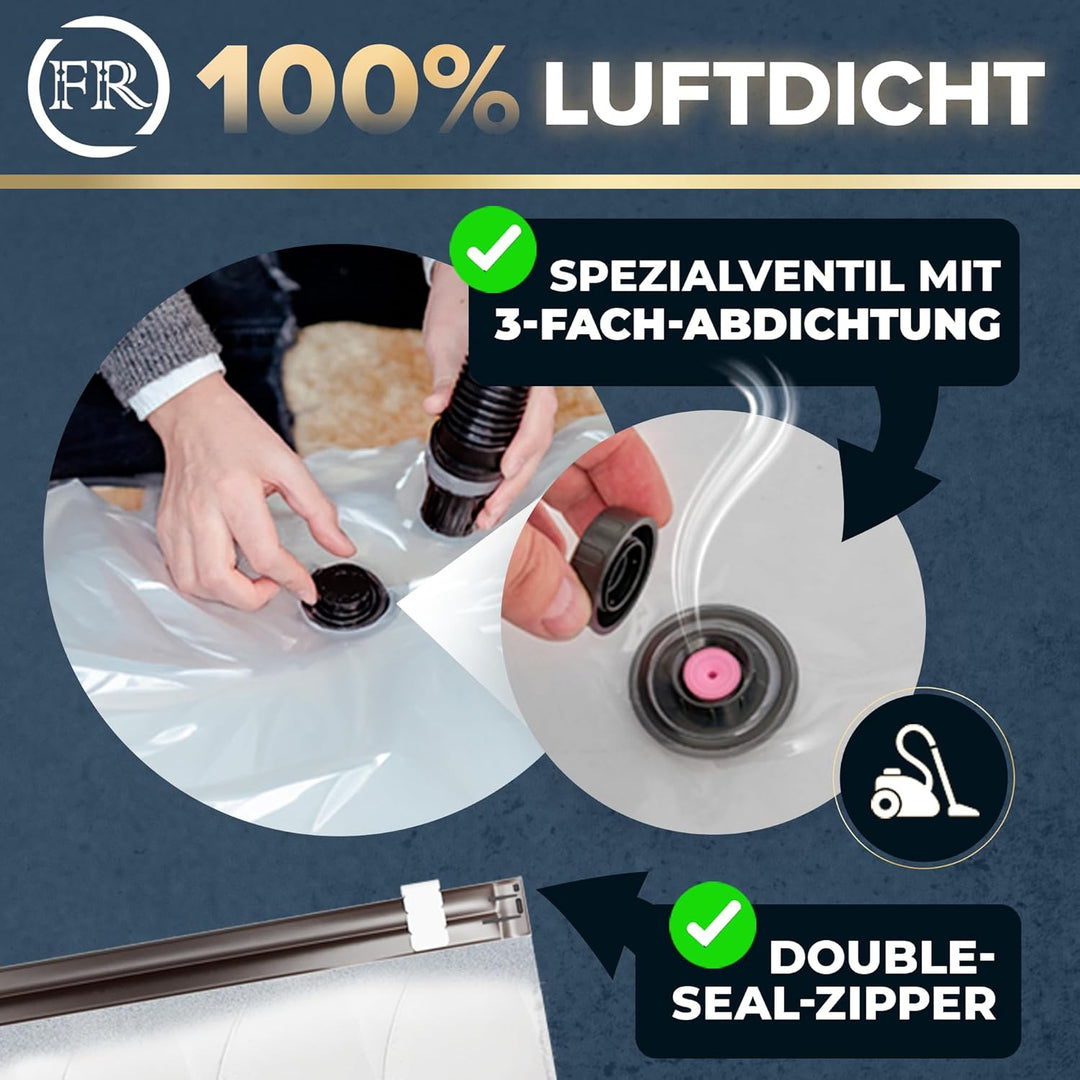 FiRiO® Vakuumbeutel für Kleidung I 6 STÜCK I Grösse L: 80x60cm I Vacuum Bags for Clothing I Staubsau