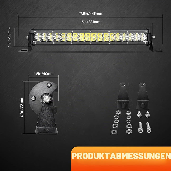 Willpower Led Arbeitsscheinwerfer Bar Traktor 15 Zoll 108W + Magnet Halterungen + Kabelbaum Led Sche