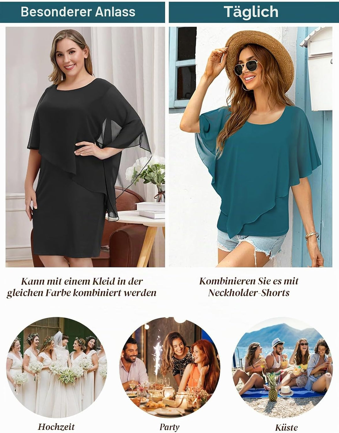 BEAUTELICATE Damen Chiffon Schal Stola Eleganten Cape Umhang für Braut Sommer Hochzeits Festliche Ab