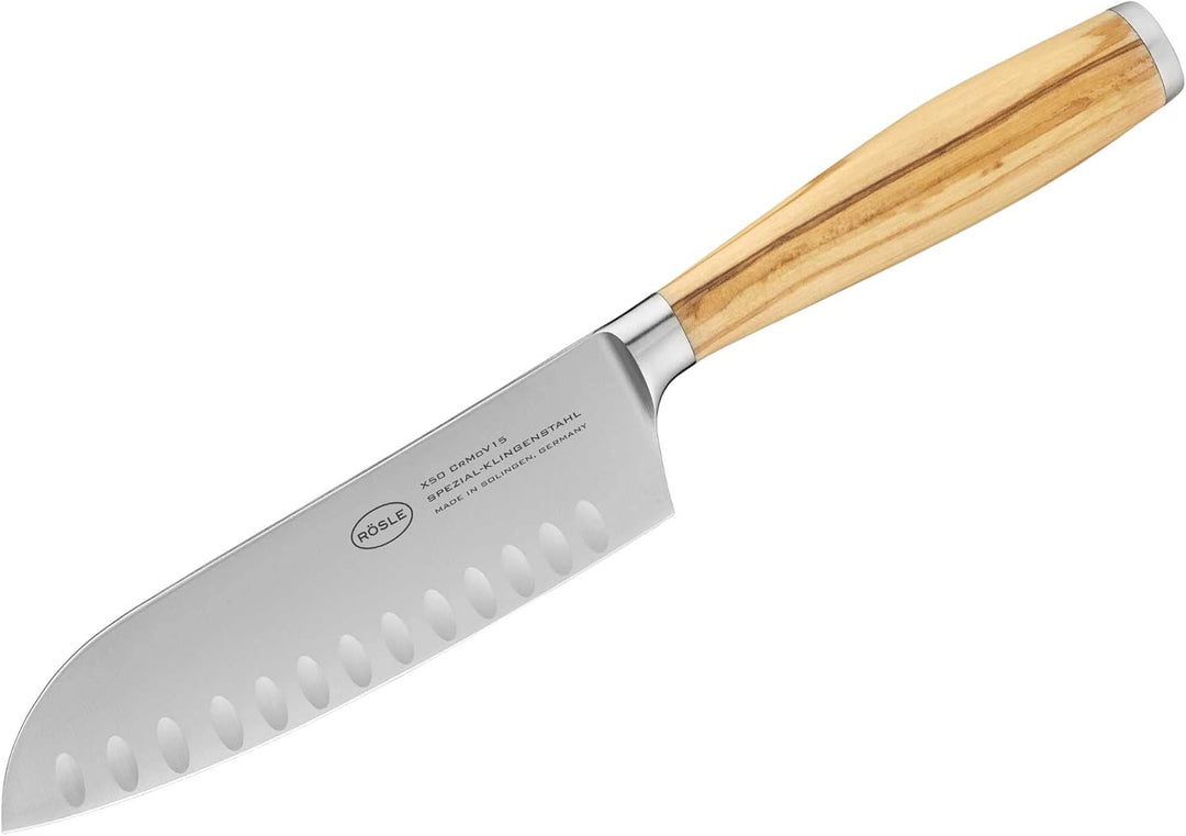 RÖSLE Santokumesser Artesano, Hochwertiges Küchenmesser zum feinen Schneiden von Fleisch, Fisch und