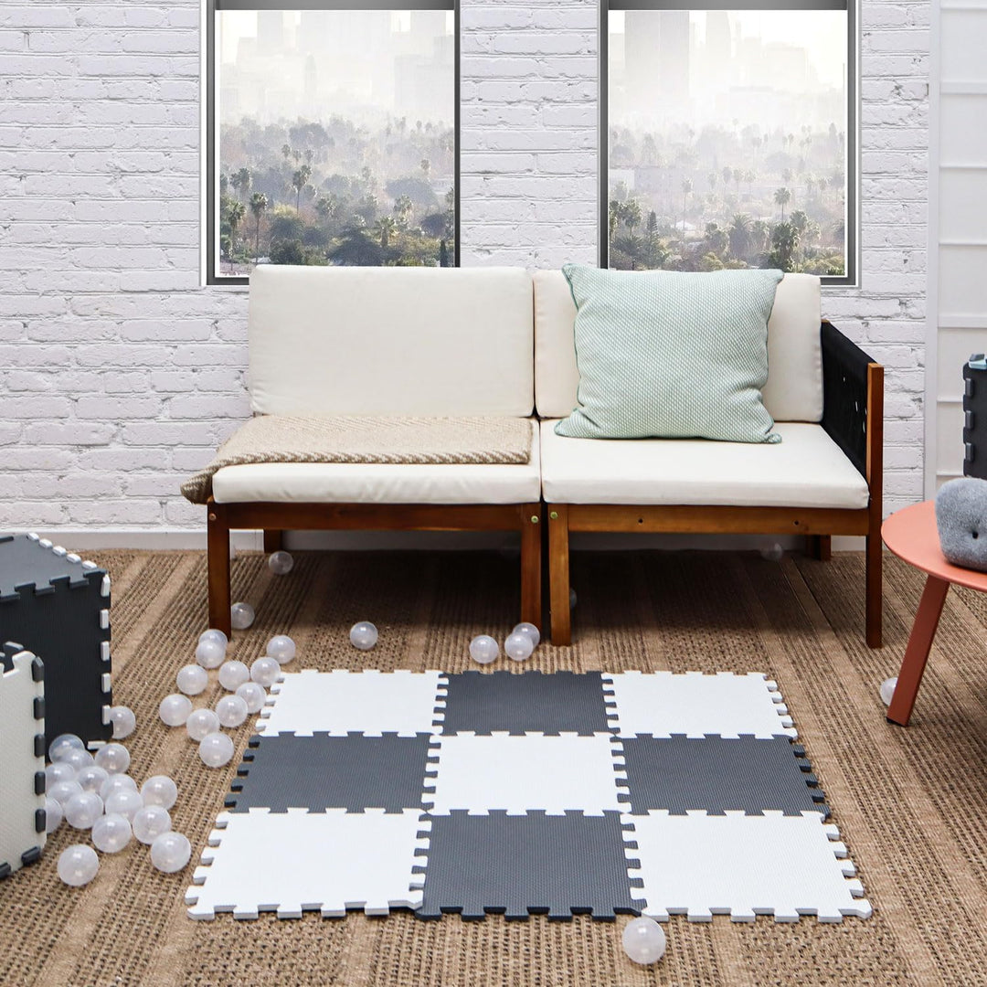 LittleTom Spielmatte Baby Puzzlematte - 9 Teile je 30x30 cm Krabbelmatte 90x90 cm Bodenmatte Kinder