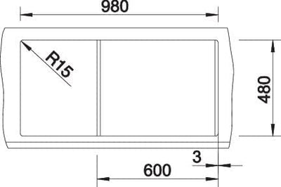 BLANCO METRA XL 6 S, 60 cm Unterschrank Extra grosses Becken 60 cm Unterschrank Tartufo, Extra gross