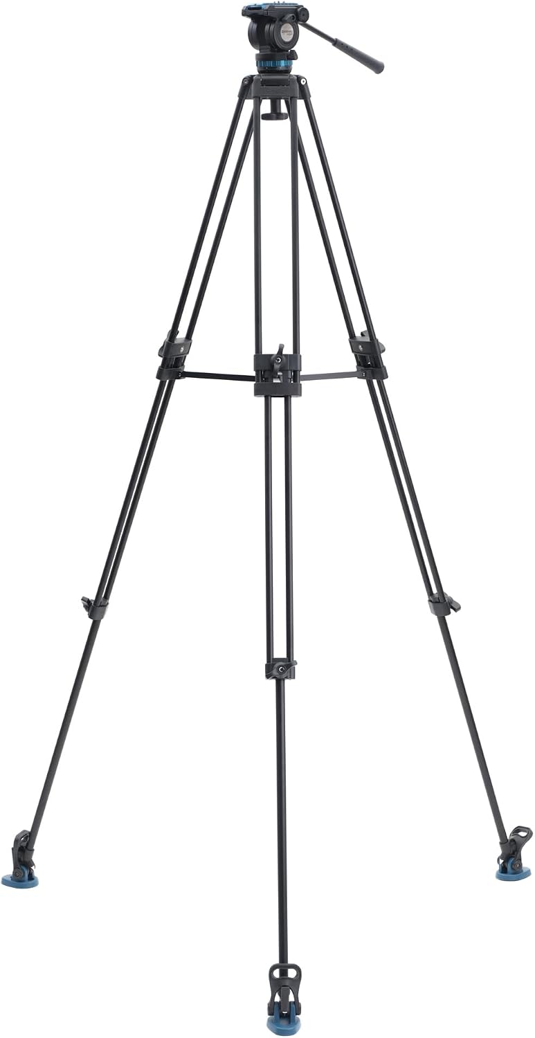 Benro Videostativ mit Kopf, 6,8 kg Traglast, stufenlose Panorama-Dämpfung, verdrehsichere Kameraplat