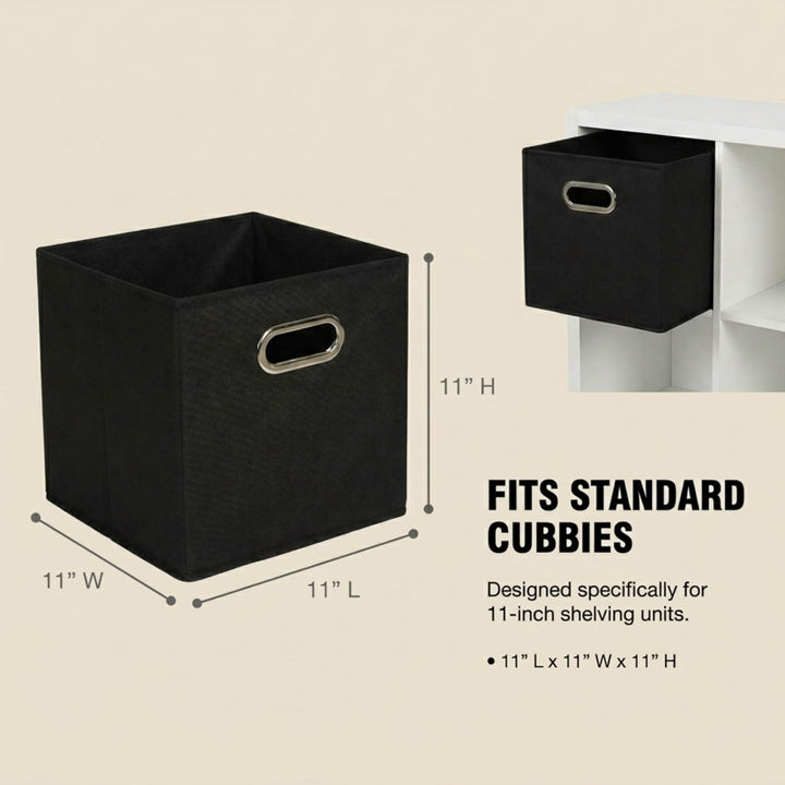 Haushalt Essentials 6 Stück Gewebe-Aufbewahrung Cube Mülleimer-Set mit Griffen, Marineblau schwarz,