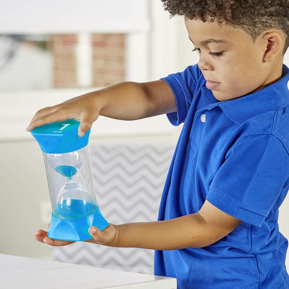 Learning Resources Jumbo-Sanduhr, 1-Minute-Sanduhr mit gummierten weichen Endkappen, für ruhige Paus