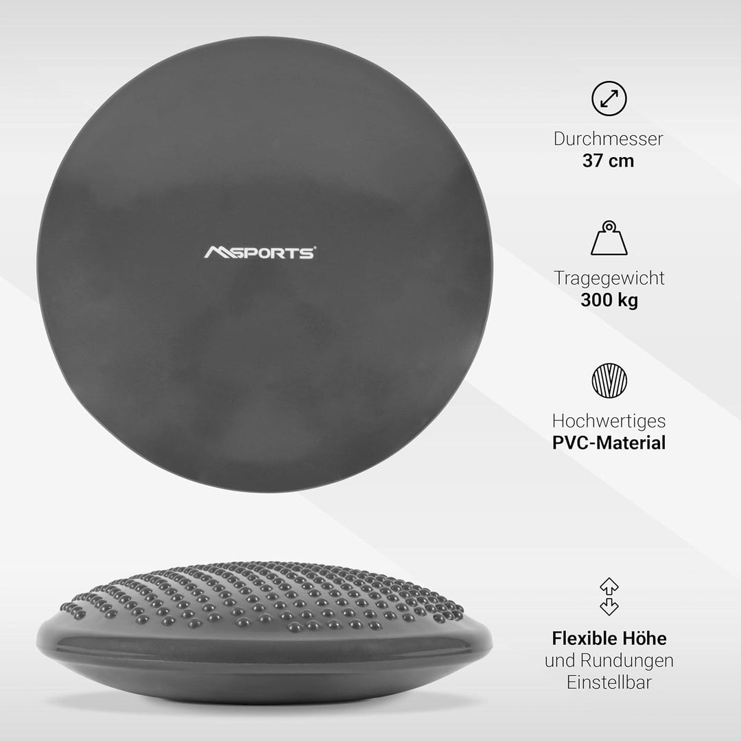 MSPORTS Ballsitzkissen inkl. Pumpe und Übungsposter | ca. 32 cm Durchmesser mit Noppenoberfläche - i
