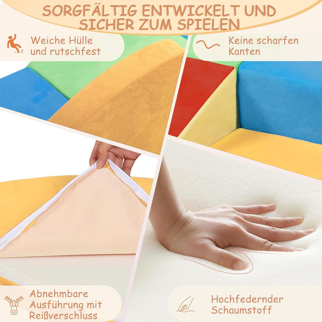 Schaumstoff Bausteine Kinder, Softbausteine, Montessori Spielzeug für Kinder, Waschbare Hülle für In