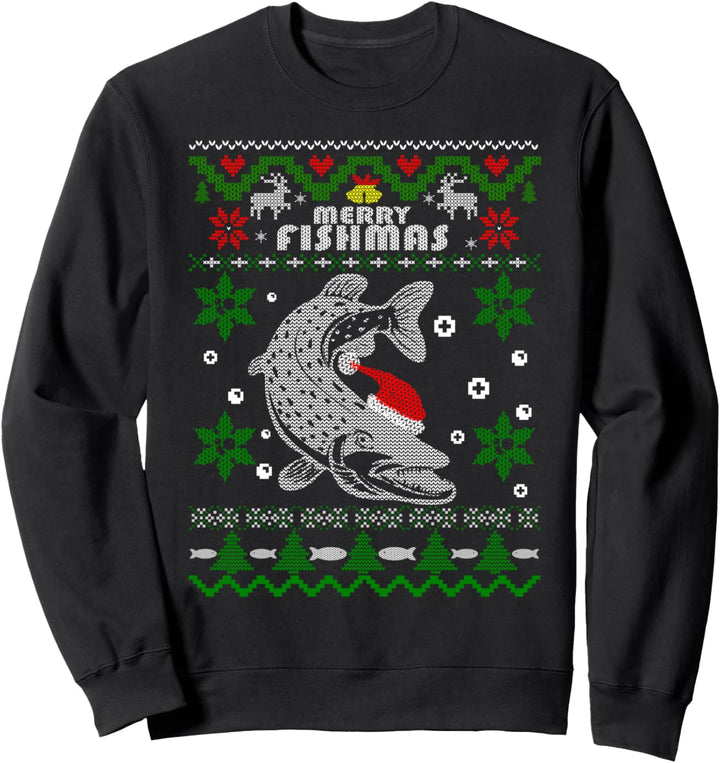 Merry Fishmas Fisch Angler Weihnachten Geschenk Angeln Hecht Sweatshirt