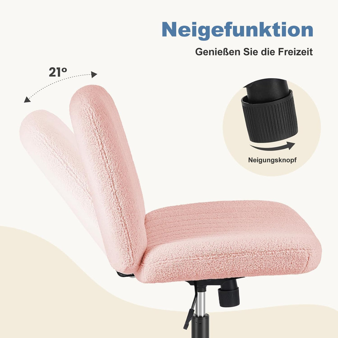 DUMOS Bürostuhl Ohne Armlehne, Teddysamt und Bequemes Netzgewebe Criss Cross Chair, mit Verbreiterte