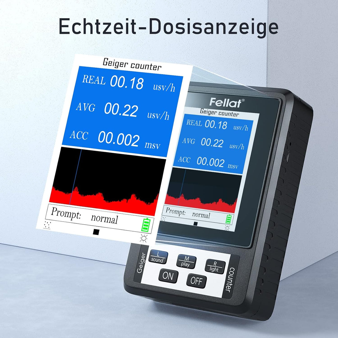 Geigerzähler, FELLAT Nuklear Strahlungsdetektor Dosimeter zur Messung, Beta Gamma Röntgen-Tester, Pr