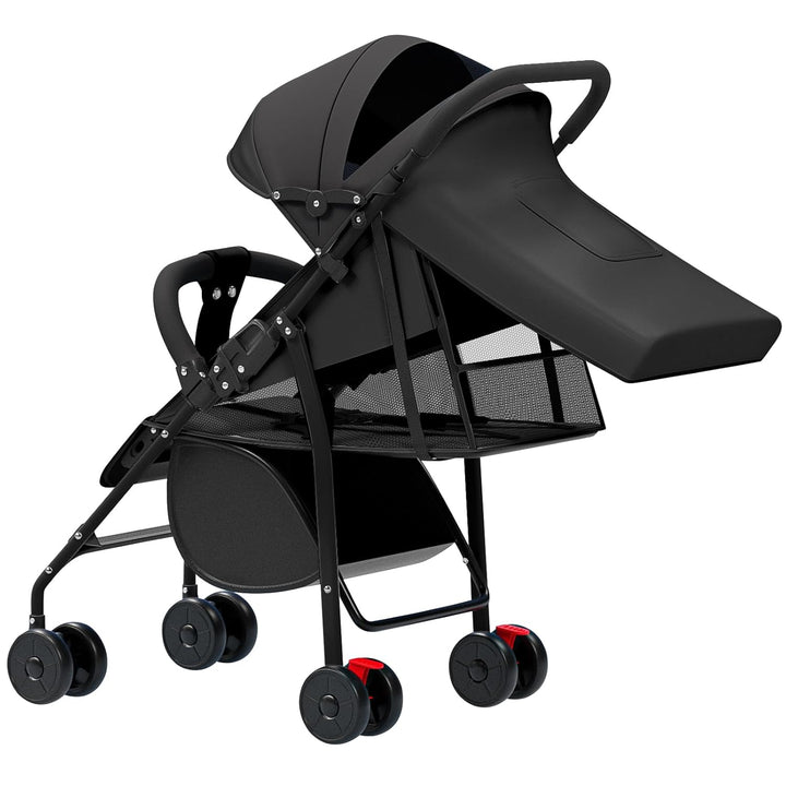 Kompakter Buggy, Liegeposition, 0-4 Jahre, Sitzend oder Liegend, Verstellbarer Griff, 4 Räder, Baumw