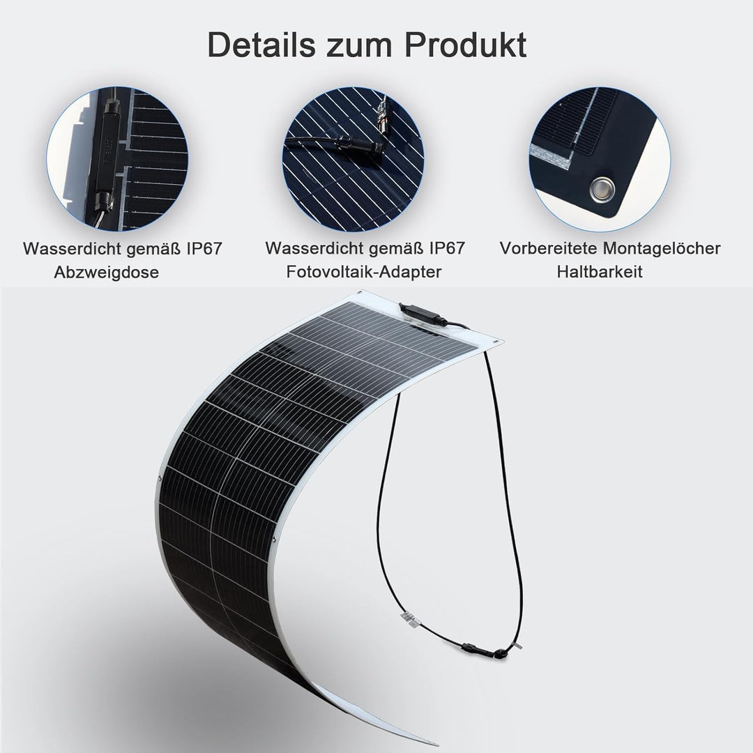 300W Solarpanel Flexibel 12V Monokristallines 3X100W Flexibles Solarmodul für 12V Batterien Photovol