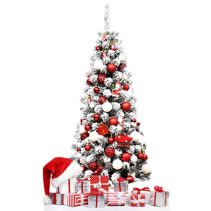 RELAX4LIFE Weihnachtsbaum Künstlich mit Schnee, Tannenbaum 135 cm, Bleistift Weihnachtsbaum, Christb
