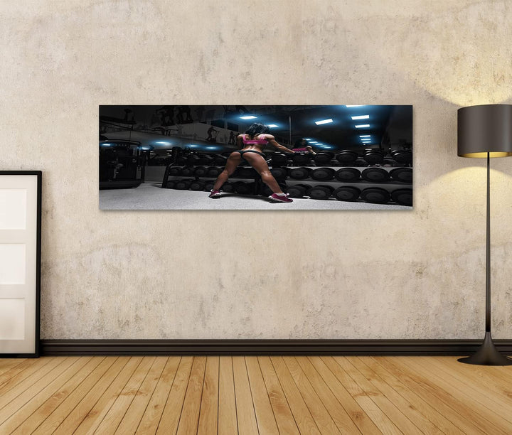 islandburner Bild auf Leinwand Rückansicht des Sexy Junge Brünette Frau Die Ruhe In Der Turnhalle Un