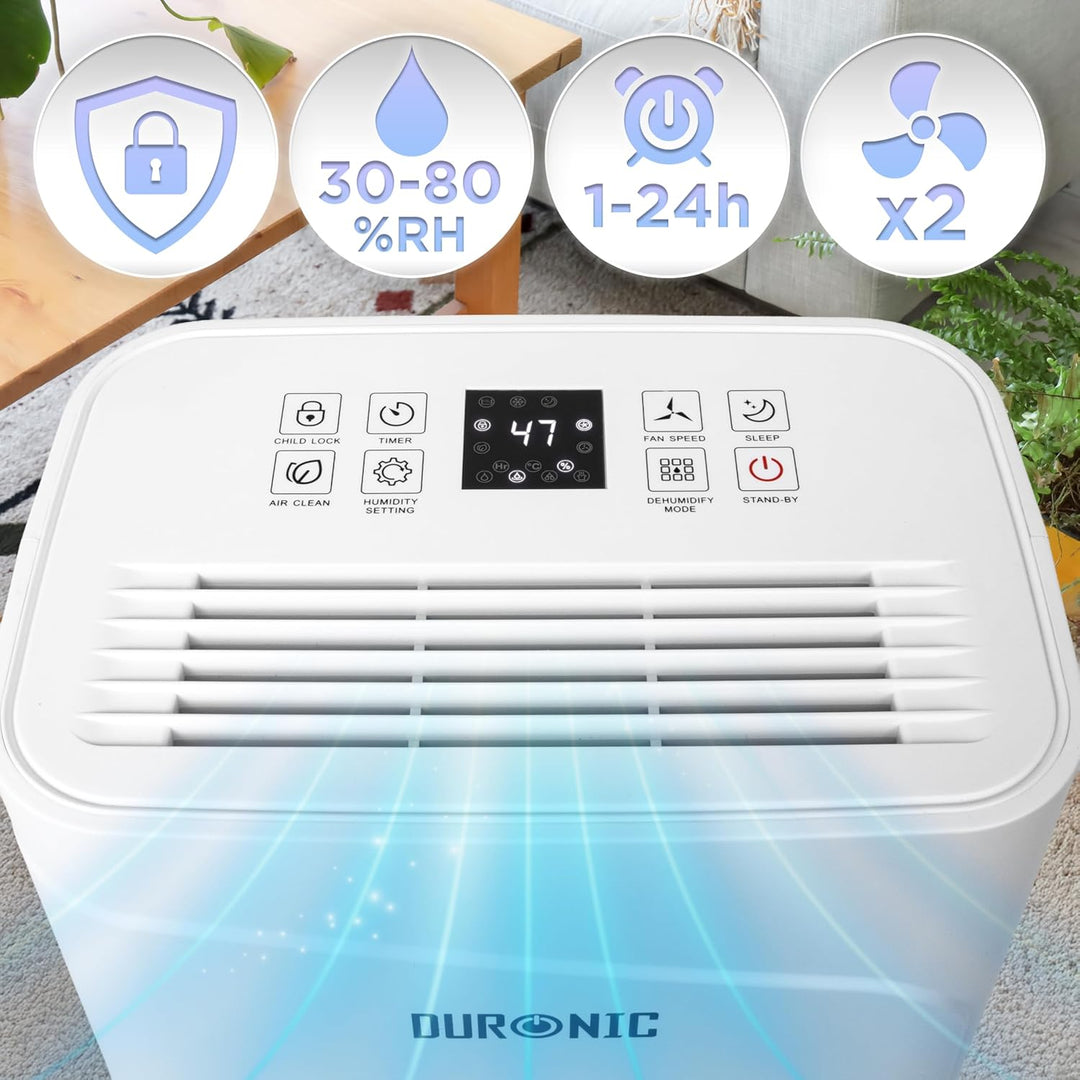 Duronic DH121 Luftentfeuchter, elektrischer Entfeuchter für 25 m² Räume, leiser Raumentfeuchter mit