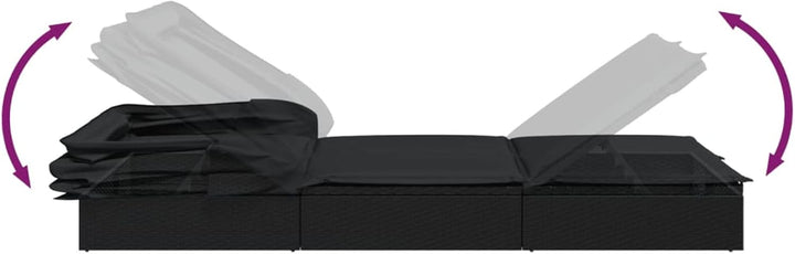 Festnight Sonnenliege 2 Personen mit Dach doppelliege Outdoor gartenliege 2 Personen Rattan gartenli