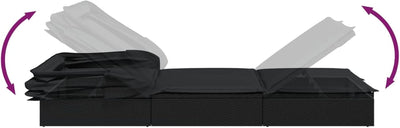 Festnight Sonnenliege 2 Personen mit Dach doppelliege Outdoor gartenliege 2 Personen Rattan gartenli