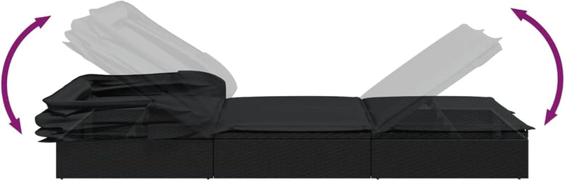 Festnight Sonnenliege 2 Personen mit Dach doppelliege Outdoor gartenliege 2 Personen Rattan gartenli
