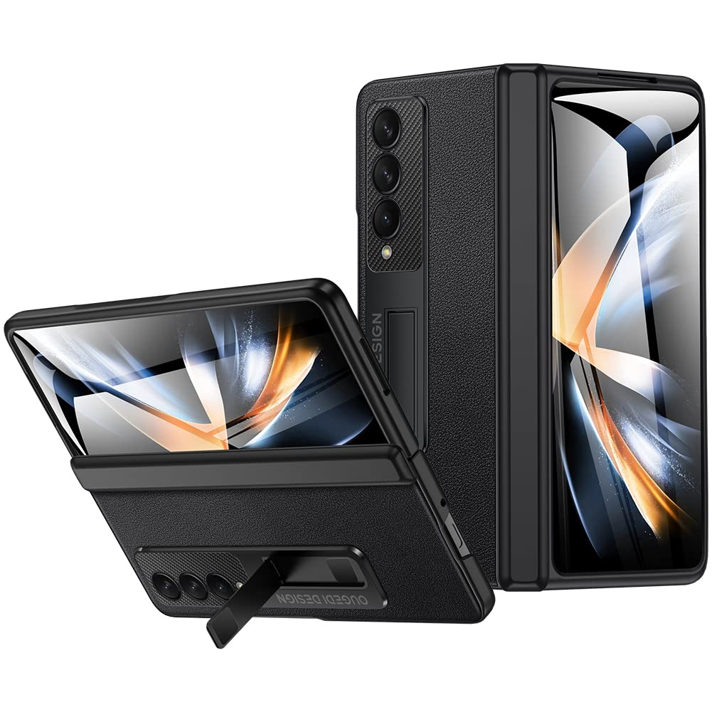 LEIAU Schutzhülle für Samsung Galaxy Z Fold 4, magnetisch, Ständer, mit Scharnierschutz – Leder-Schu