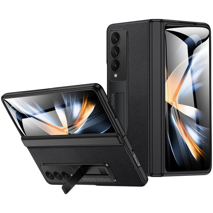 LEIAU Schutzhülle für Samsung Galaxy Z Fold 4, magnetisch, Ständer, mit Scharnierschutz – Leder-Schu