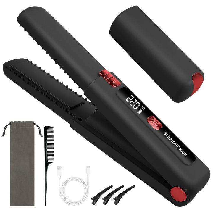 AYESY 2 in 1 Glätteisen, 4500mAh Haarglätteisen, Kabellos Haarglätter, Keramik-Turmalin-Beschichtung