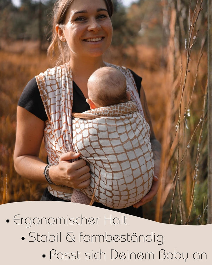 Hoppediz Gewebtes Babytragetuch ab Geburt, Darwin Black 5,40 m | Ergonomisches Tragetuch für Neugebo