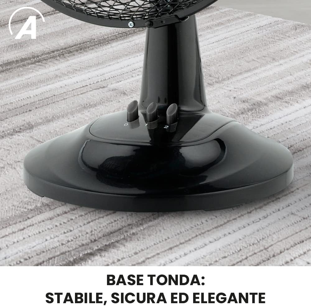 ARDES - AR5EA23B Leiser Tischventilator 3 FLÜGEL NEW EASY 23 - Ardes Ventilator ganz in Schwarz Oszi