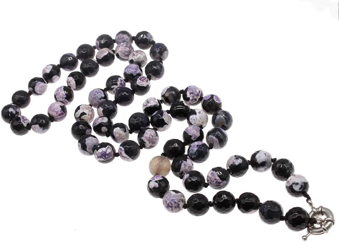 TreasureBay Frauen 12mm natürlichen Edelstein Halskette 75cm lang (lila Achat) ...