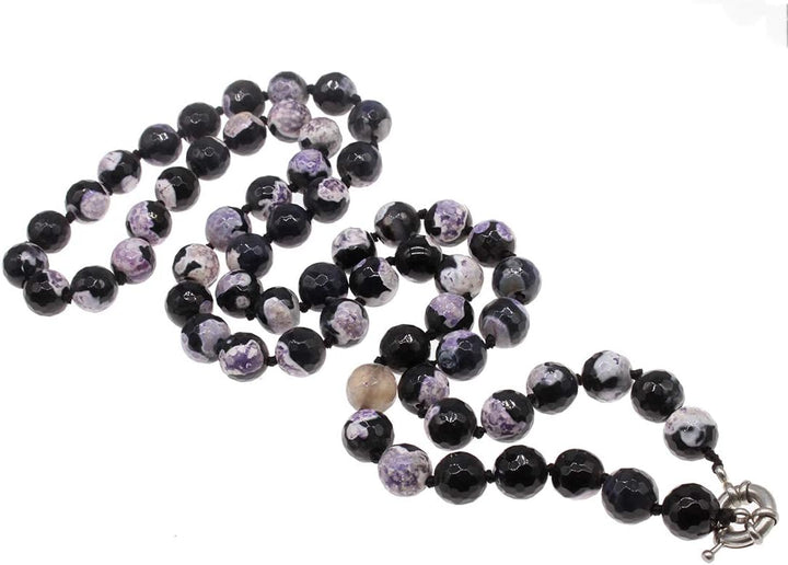 TreasureBay Frauen 12mm natürlichen Edelstein Halskette 75cm lang (lila Achat) ...
