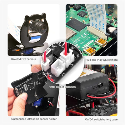 OSOYOO Pie Robot Car, Roboter Bausatz für Raspberry Pi 3B 3A+ 3B+ 4 programmierbar: Mint Kit für Mit