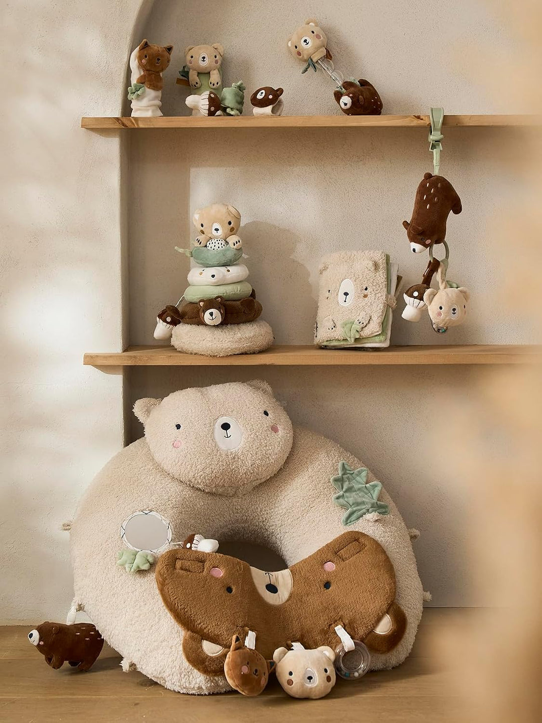 VERTBAUDET Baby Activity-Kissen wollweiss/grüner wald, wollweiss/grüner wald