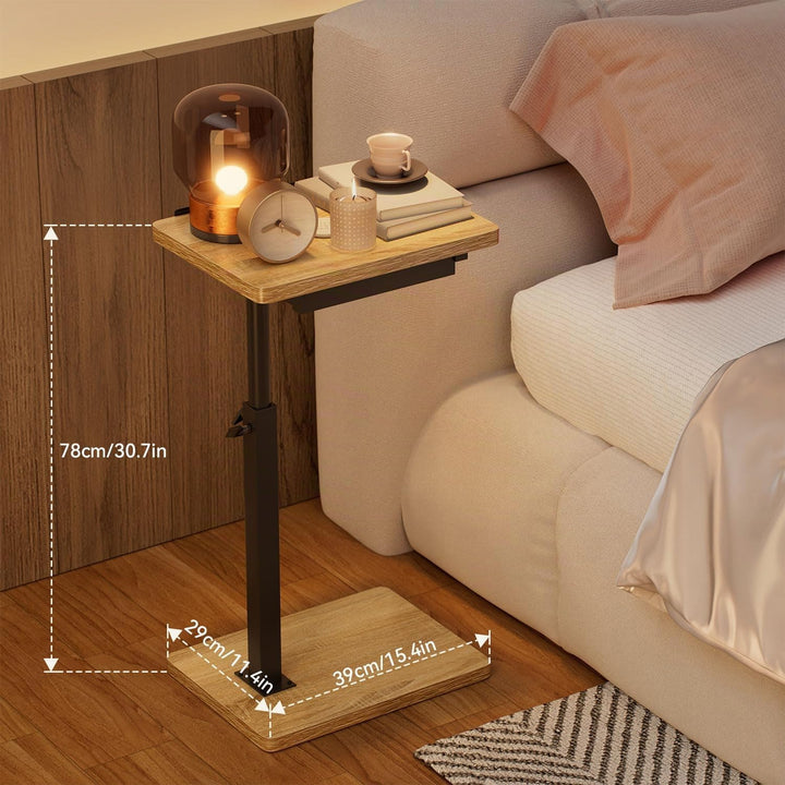 IBUYKE Beistelltisch C Form, 360° Rotierbarer/Höhenverstellbar/Flip Sofatisch, für Telefon/Tablet/La