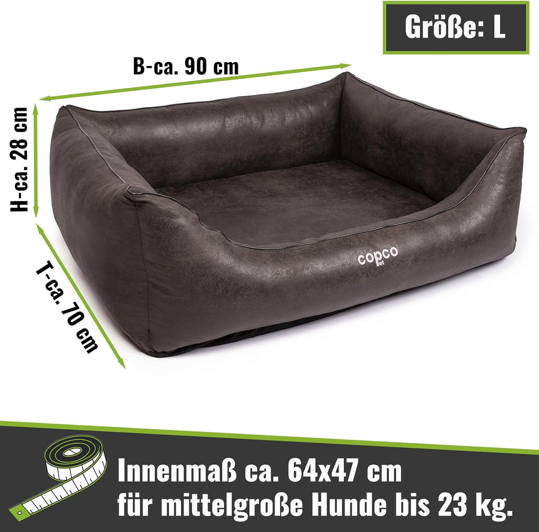 CopcoPet – Hundebett Emma in Wildlederoptik – Hundekörbchen mit abnehmbarem, waschbarem Bezug – Hund
